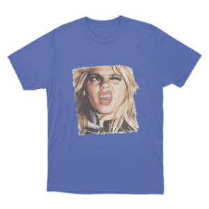Grunge Portrait T Shirt Blue