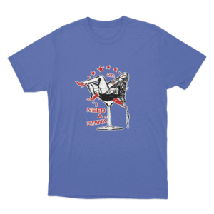 Retro Cocktail Girl T Shirt Blue