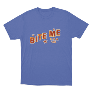 Vintage Bite Me T Shirt Blue